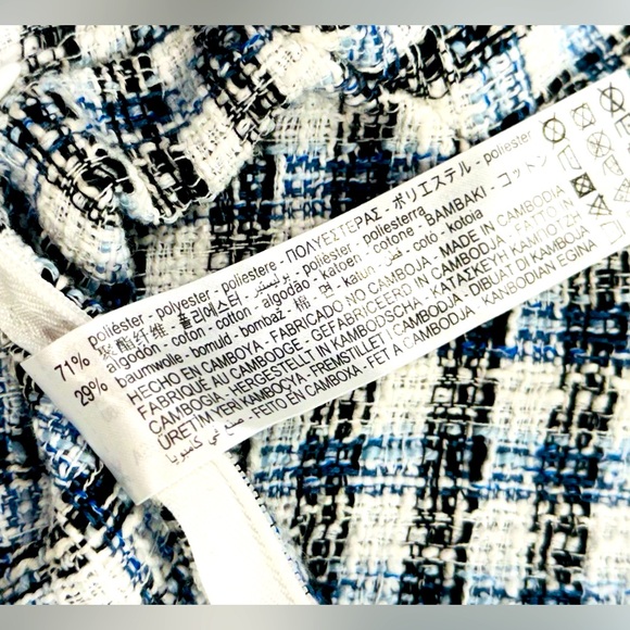 ZARA Off The Shoulder Textured Checkered Crop Top 3/4 Sleeve NWT Size Large - Picture 3 of 6